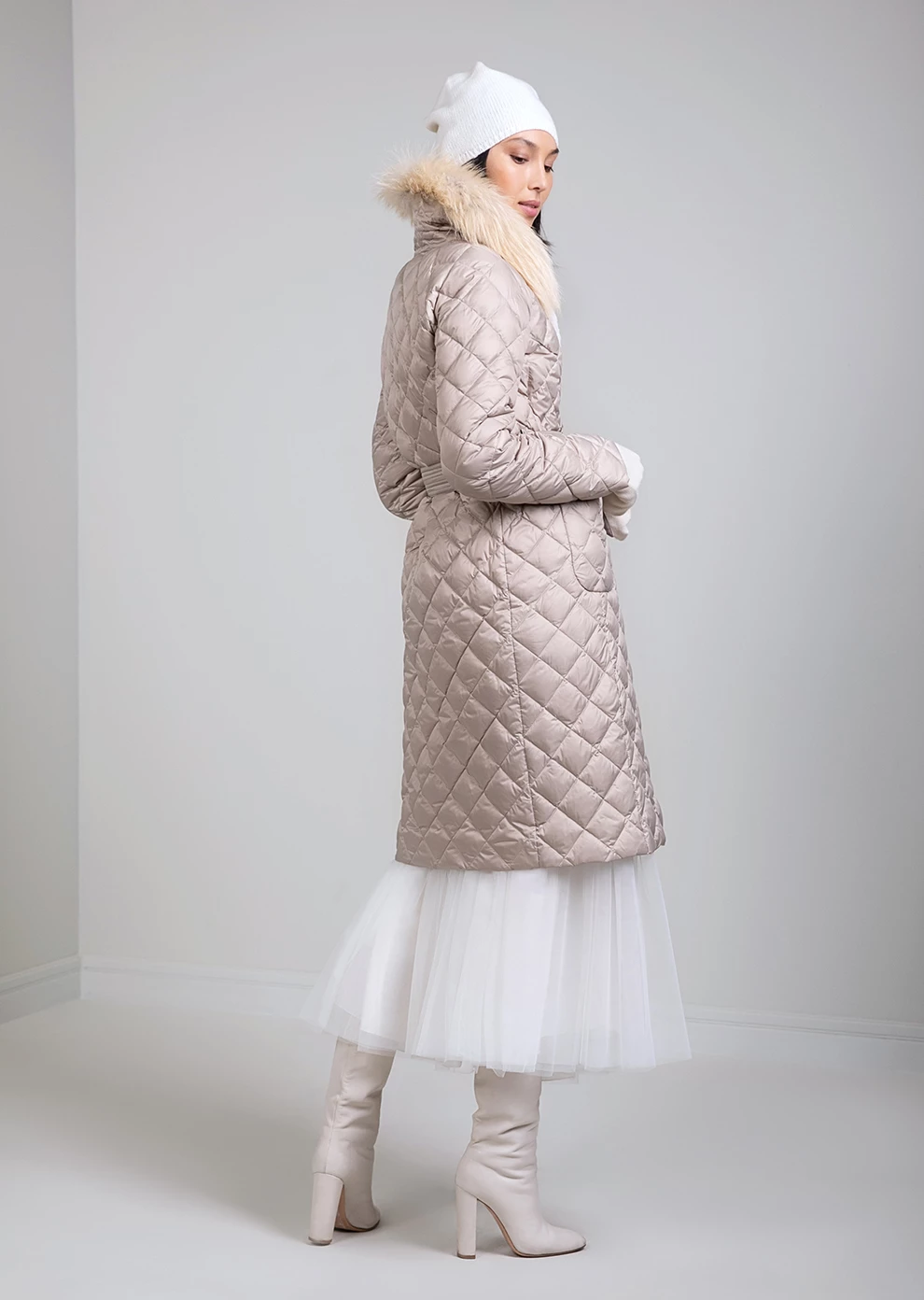 Стёганный пуховик с мехом (1719KW-6912-KK024)