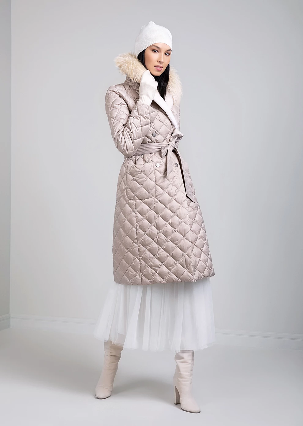 Стёганный пуховик с мехом (1719KW-6912-KK024)