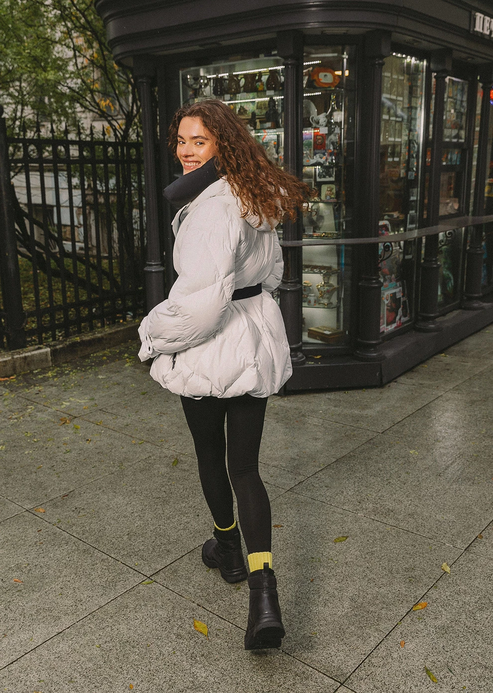 Пуховое полупальто с поясом (1213SW-1005-A001)