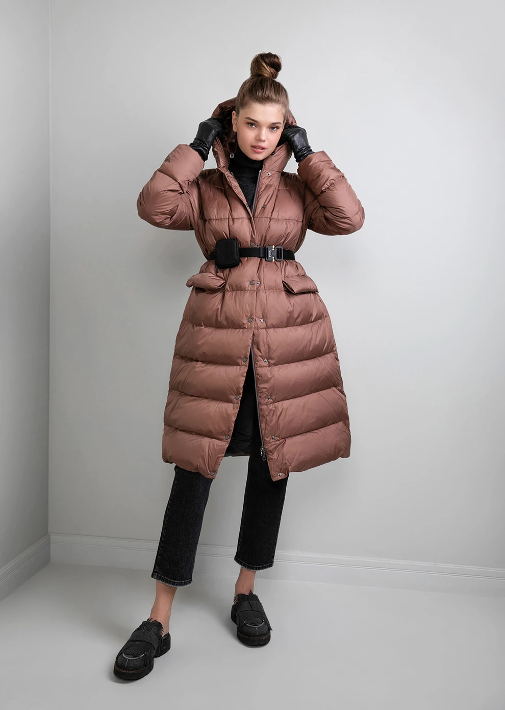 Длинный пуховик с капюшоном (1152MW-0012-MK044)