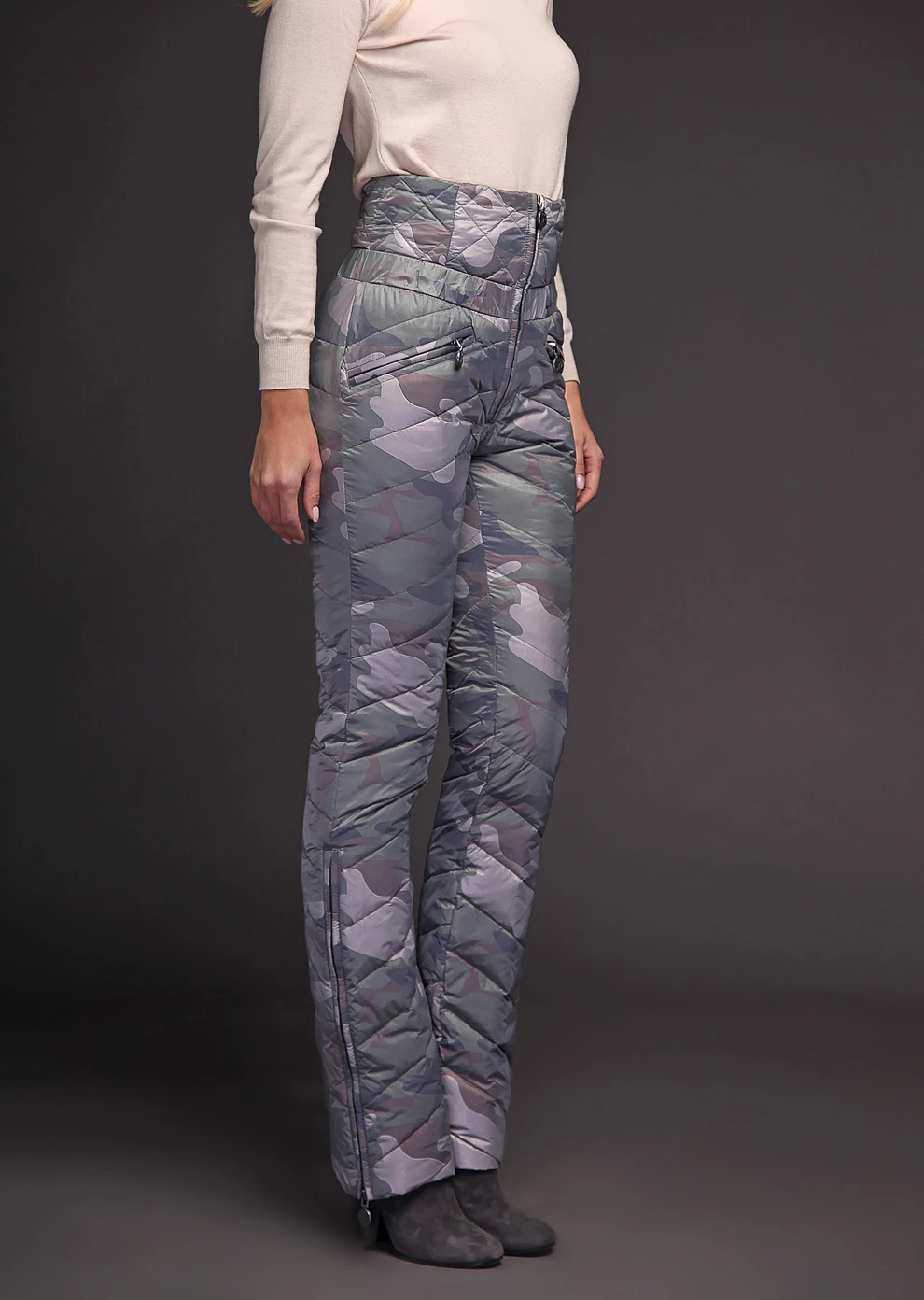 Пуховые брюки с завышенной талией (18W851-0022-G0131)