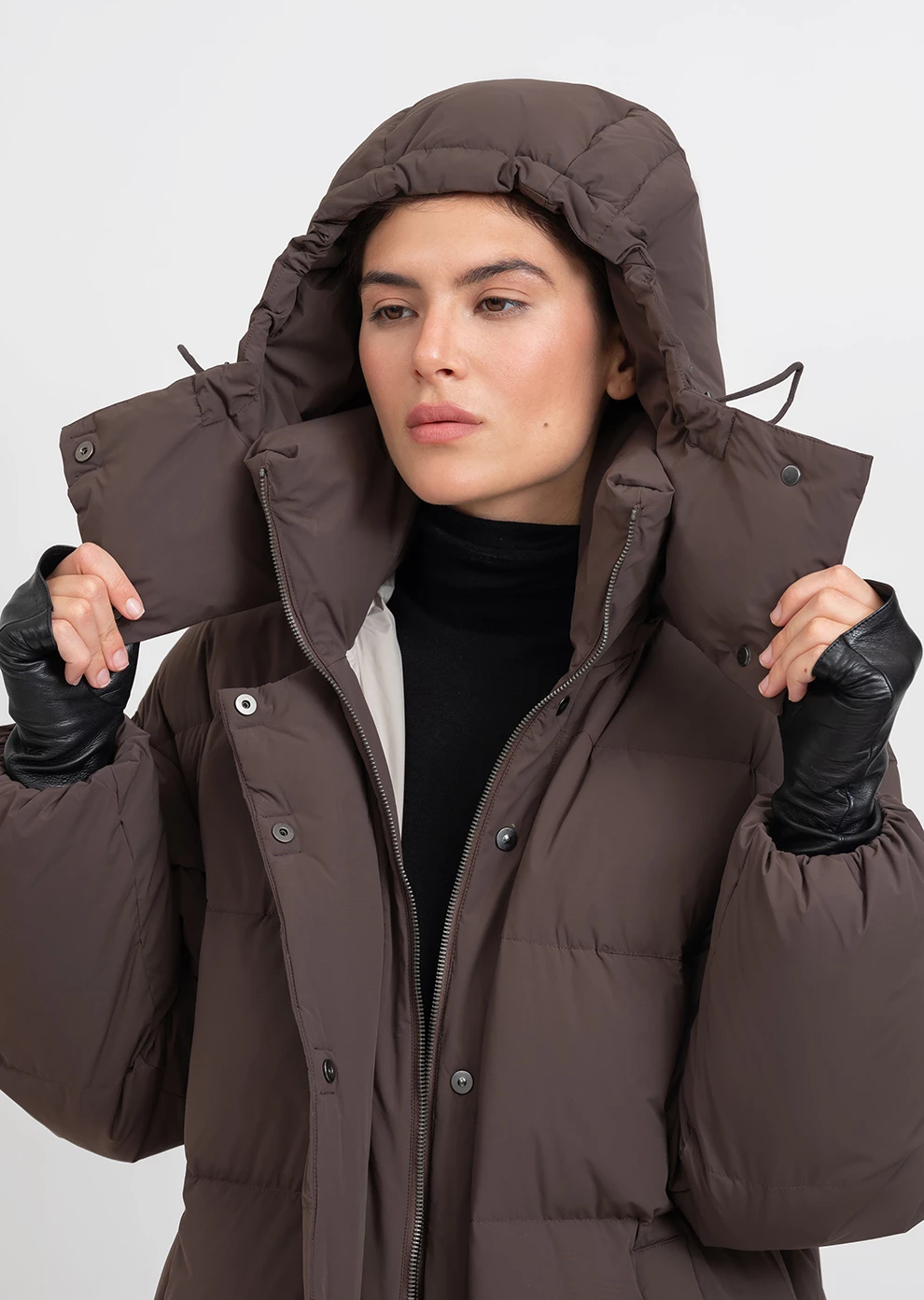 Длинный пуховик с капюшоном (1297SW-1005-A504)