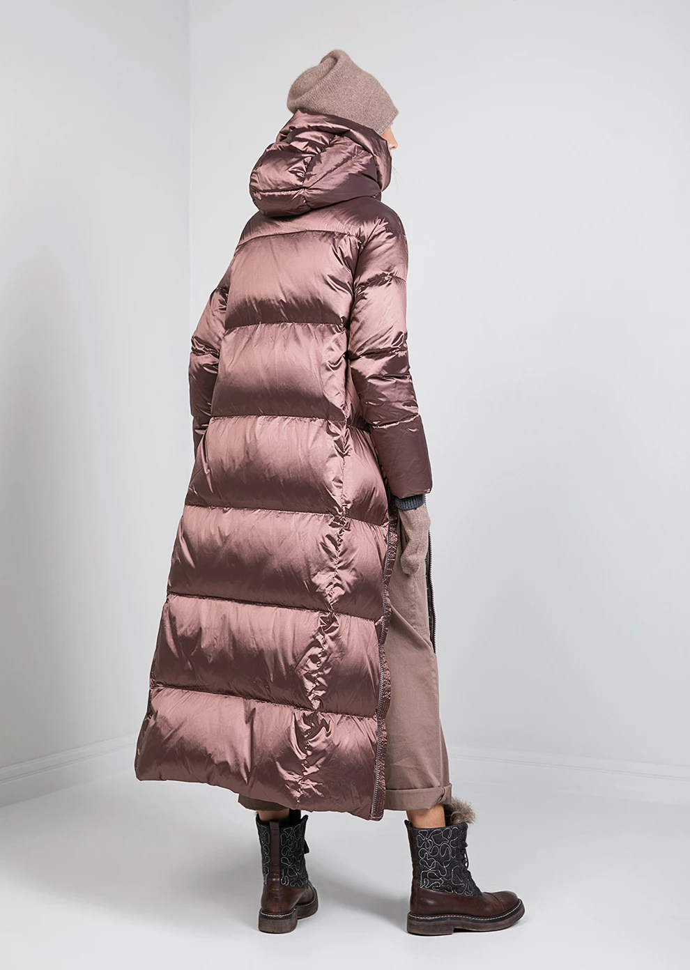 Длинный пуховик с капюшоном (1116KW-0032-KU039)