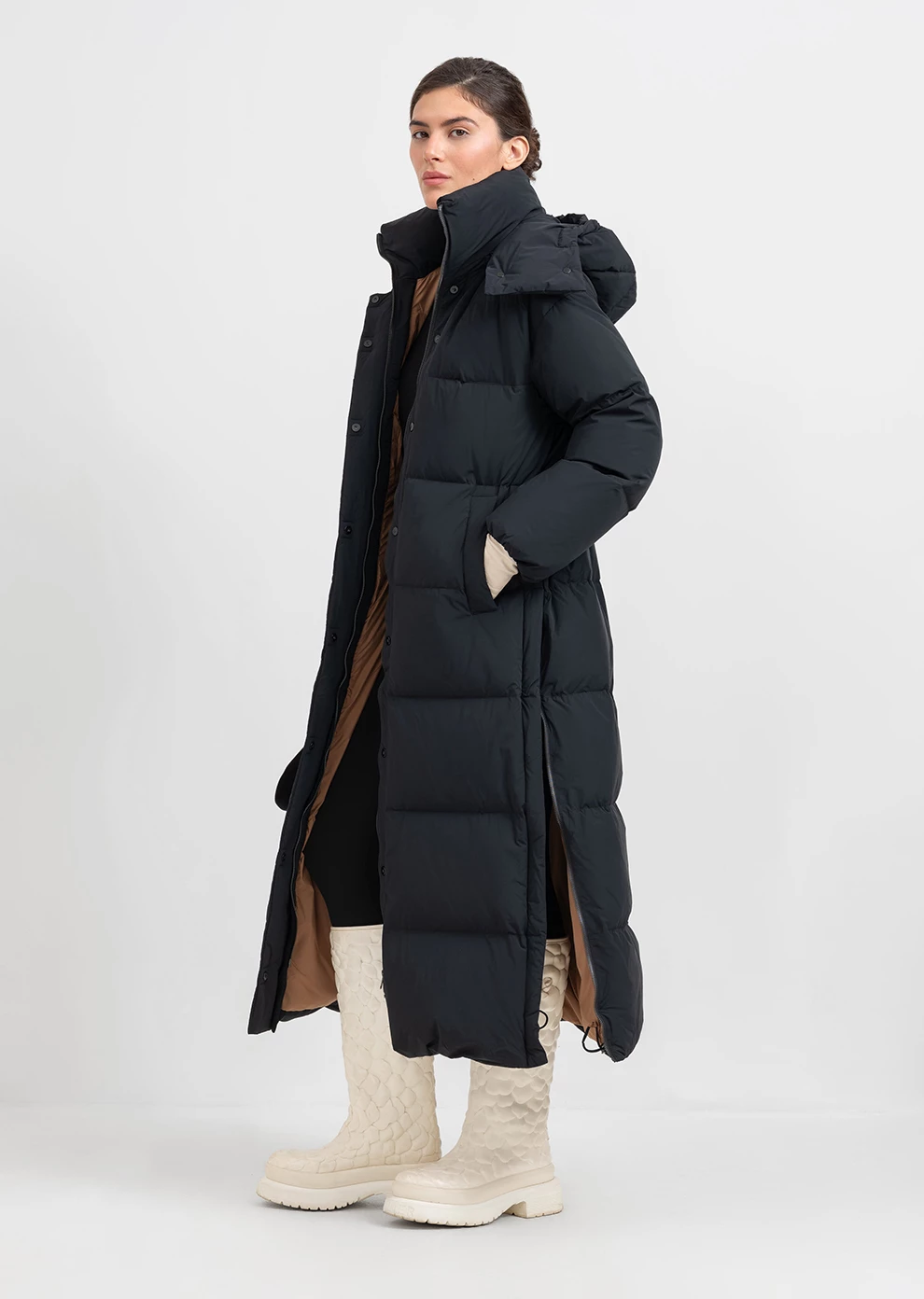 Длинный пуховик с капюшоном (1297SW-1005-A101)