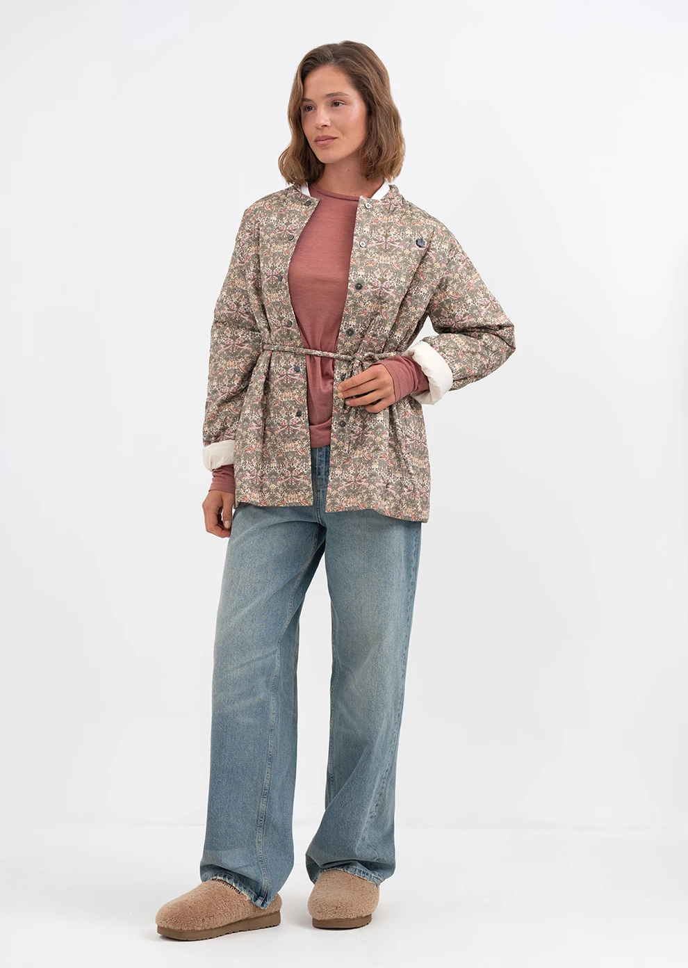 Утепленный пиджак с поясом (1186TW-2017-F607)