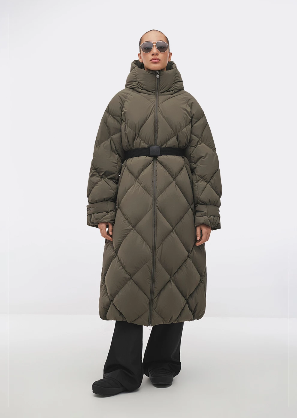 Пуховое пальто с поясом (1222SW-1005-A605)