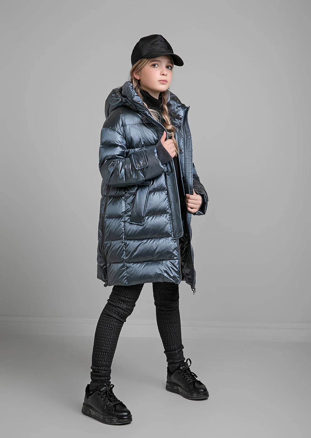 Пуховик с капюшоном для девочек (1109MP-0022-MO016)
