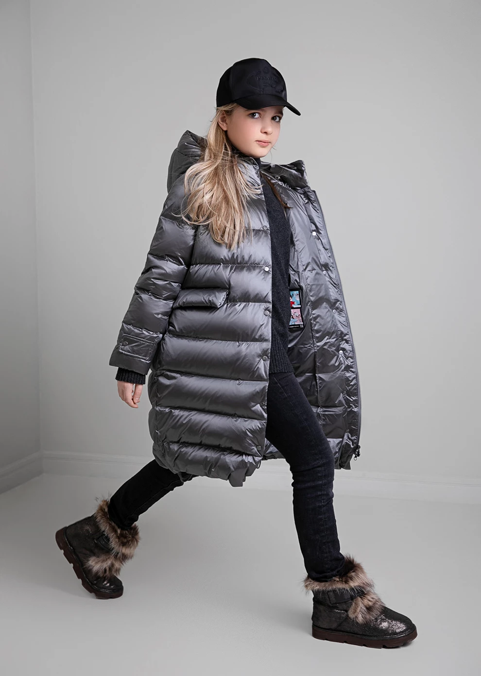 Длинный пуховик с капюшоном (1152MP-0022-MO026)