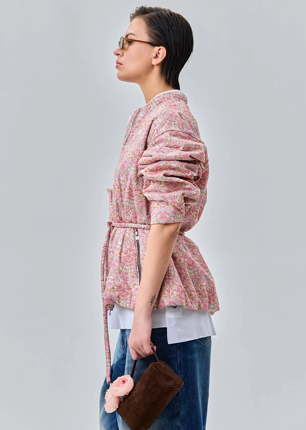 Укороченная утепленная куртка с поясом (1273TW-2017-F315)