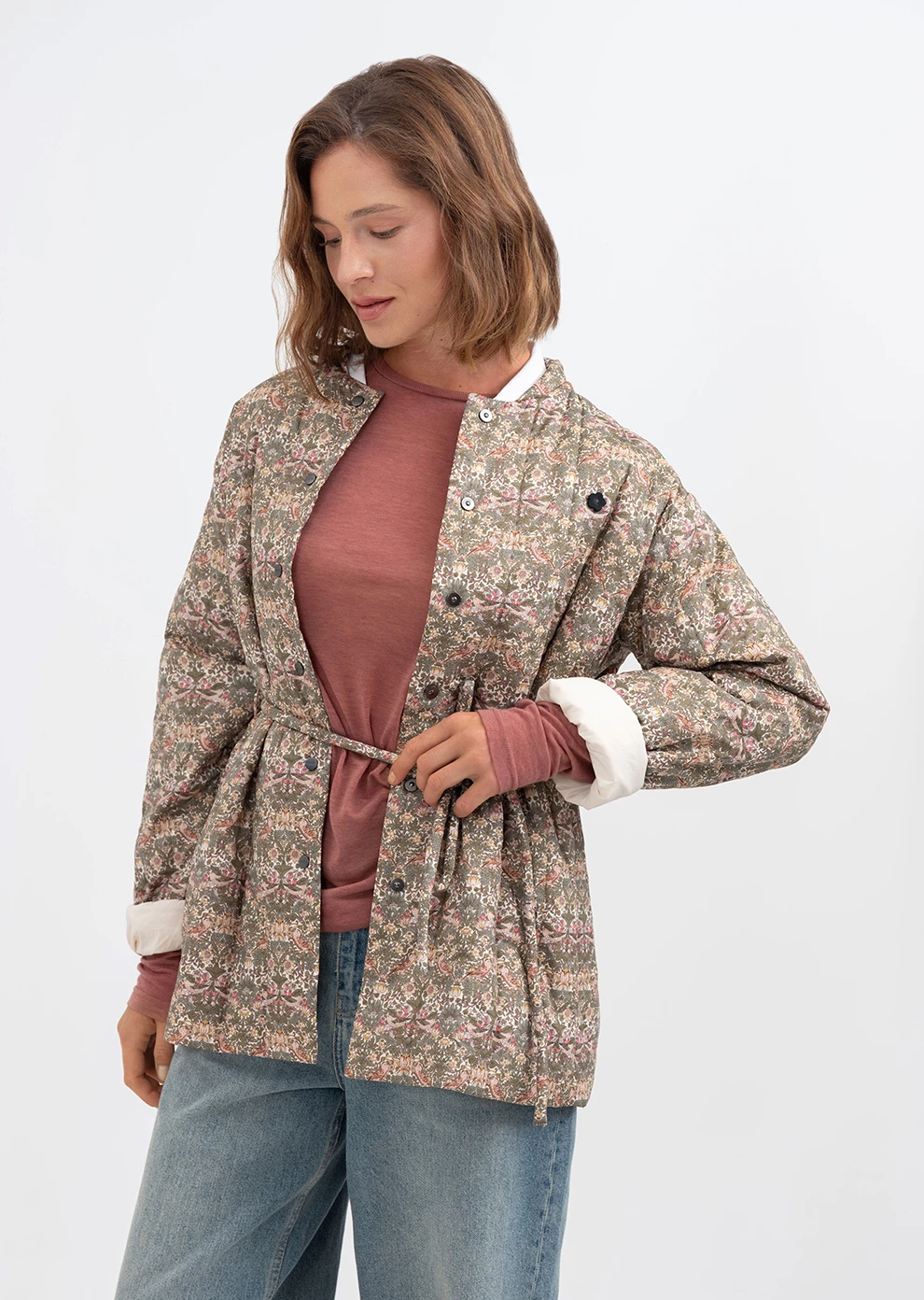 Утепленный пиджак с поясом (1186TW-2017-F607)