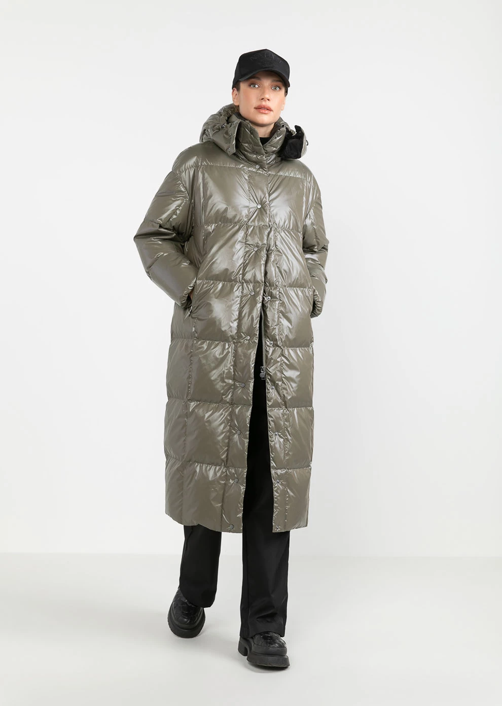 Длинный пуховик с капюшоном (1190QW-0039-QV014)