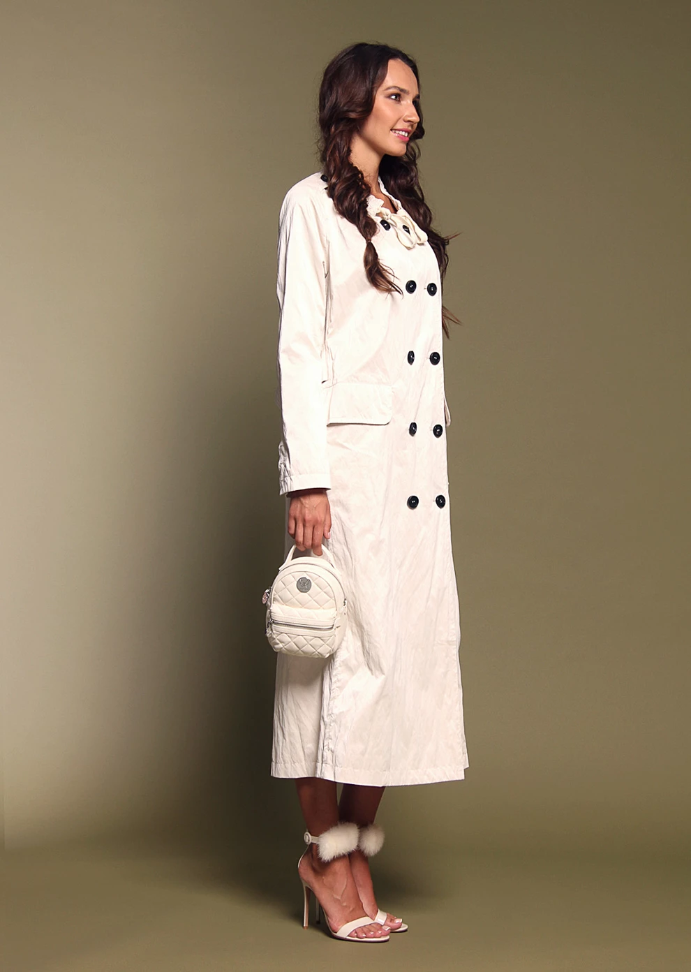 Удлиненный двубортный плащ (017NS180004-F0001)