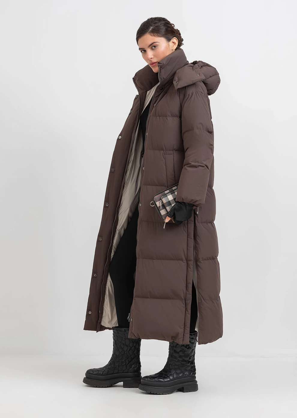Длинный пуховик с капюшоном (1297SW-1005-A504)