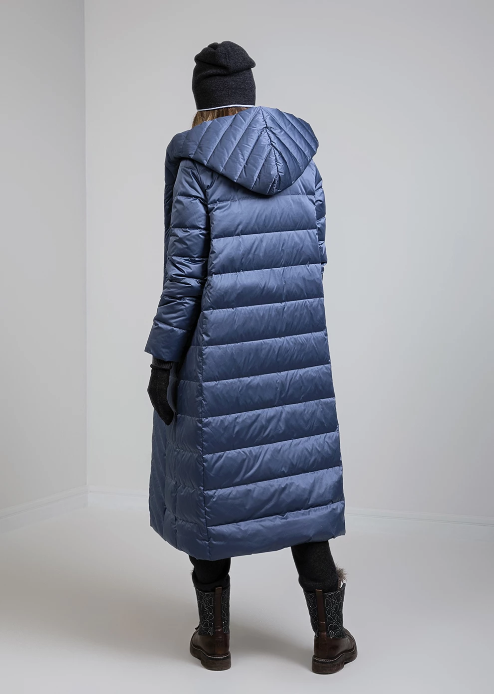 Длинный пуховик с капюшоном (1118KW-0012-KM009)