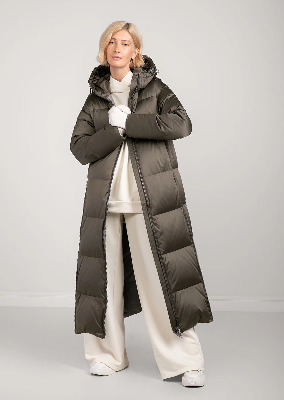 Длинный пуховик с капюшоном (1116OW-0012-OM014)