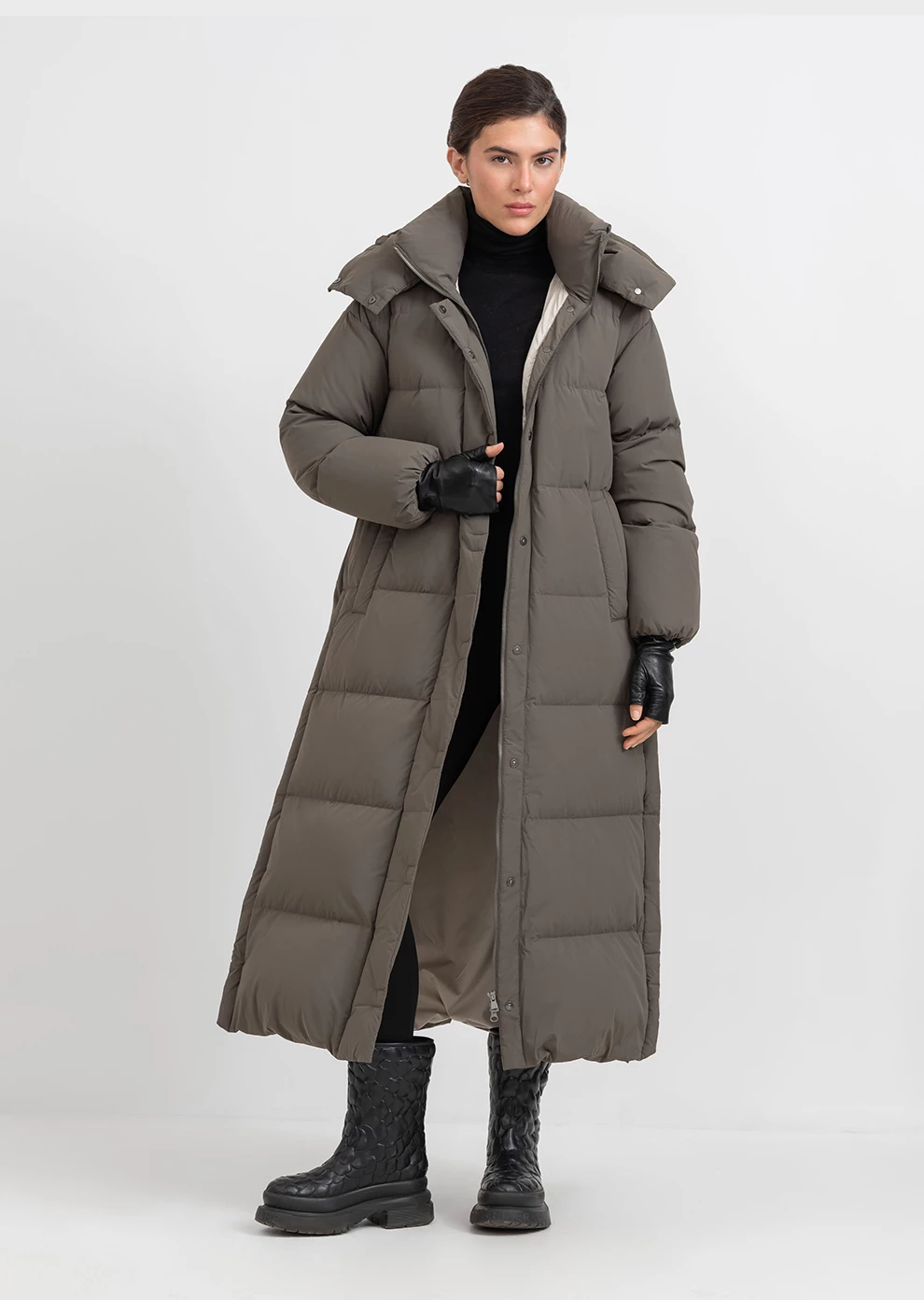 Длинный пуховик с капюшоном (1297SW-1005-A605)