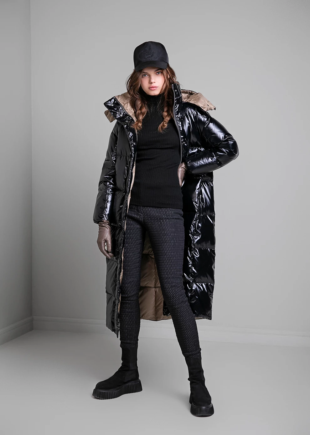 Длинный пуховик с капюшоном (1190MW-0022-MV002)