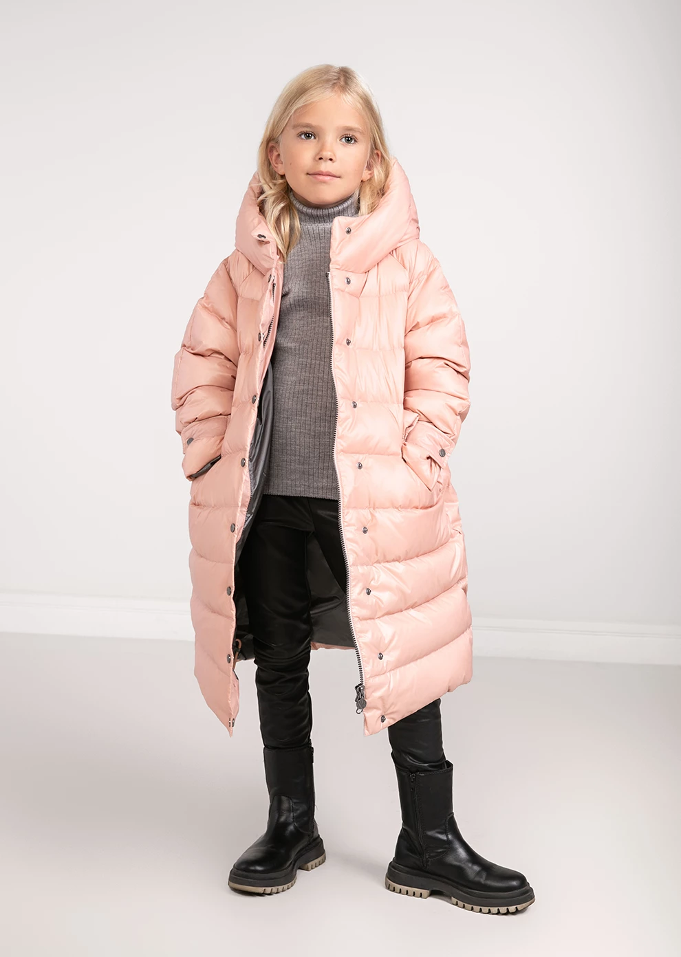 Длинный пуховик с капюшоном (1152MP-0022-MO005)