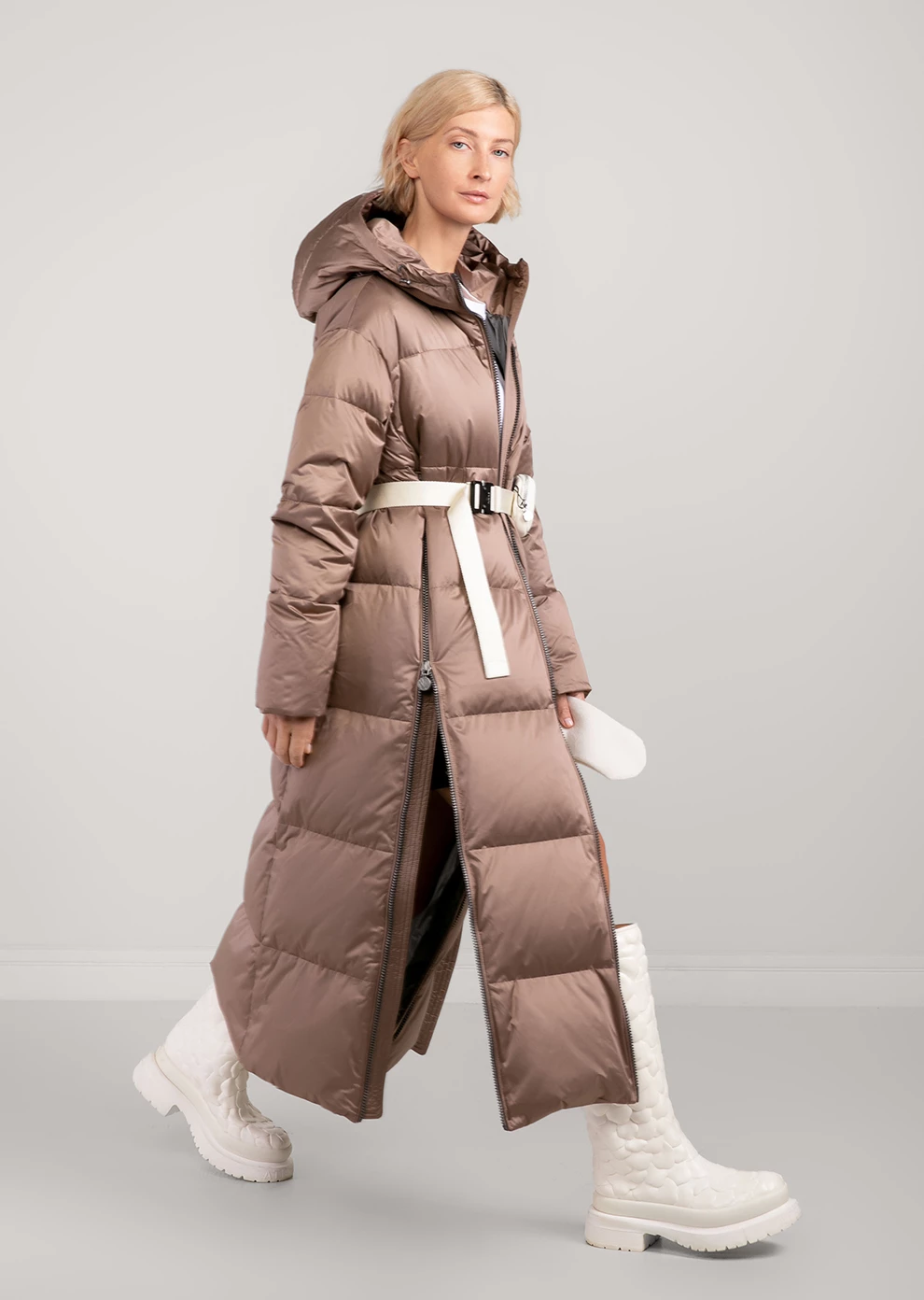 Длинный пуховик с капюшоном (1116OW-0012-OM044)