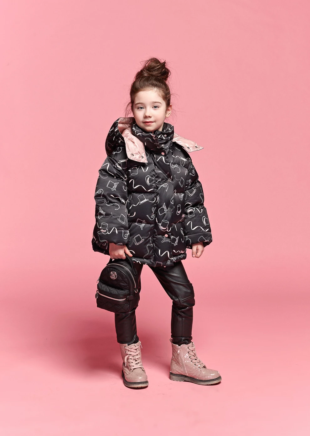 Пуховик с капюшоном для девочек (18W291-0013-G0072)