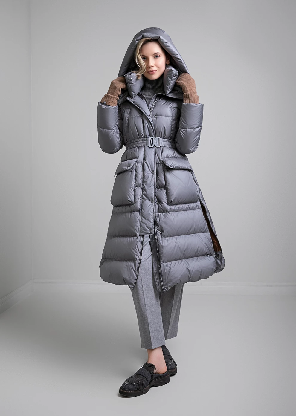 Длинный пуховик с капюшоном (1798MW-0058-MB026)