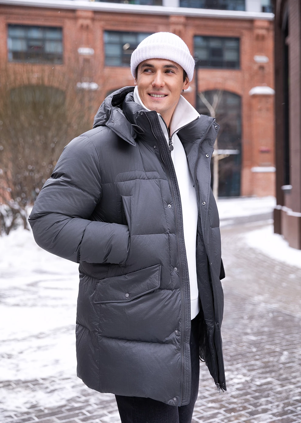 Мужской пуховик с капюшоном (8102OM-0058-OC026)