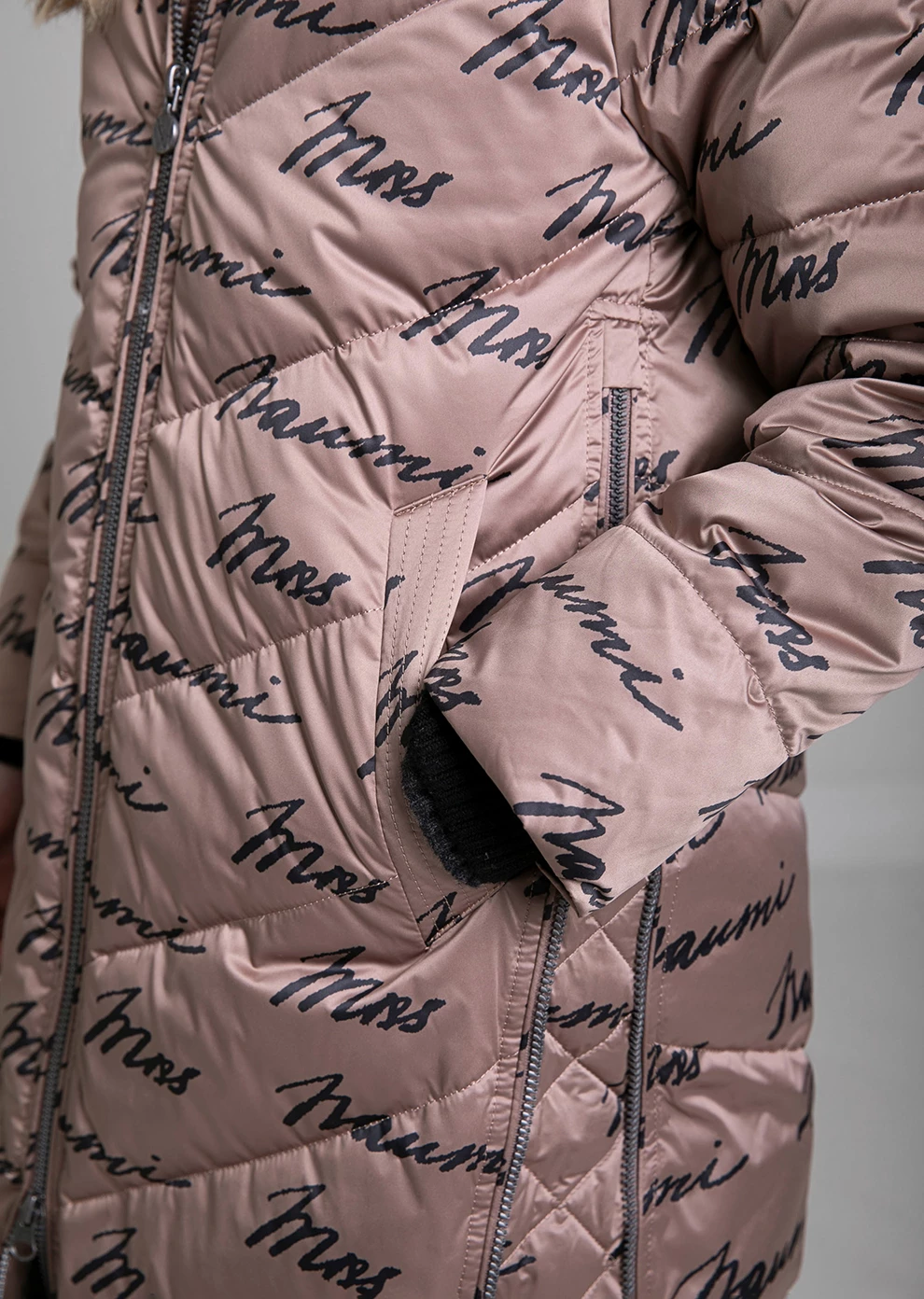 Пуховик с капюшоном для девочек (1107MP-0012-MM230)