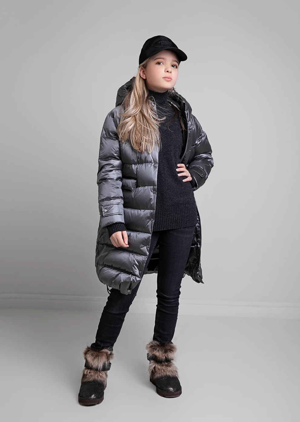 Длинный пуховик с капюшоном (1152MP-0022-MO026)