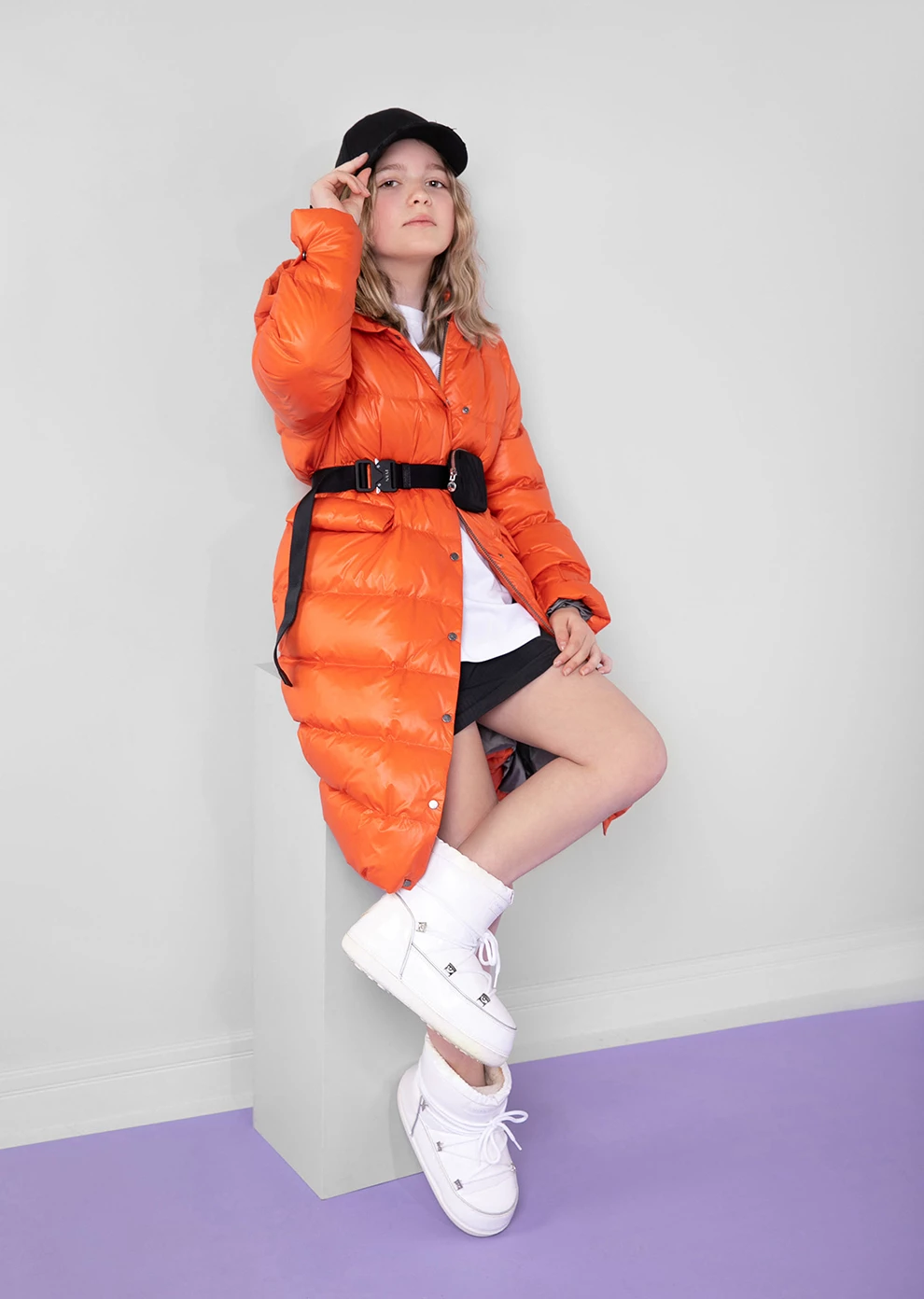 Длинный пуховик с капюшоном (1152MP-0022-MO167)