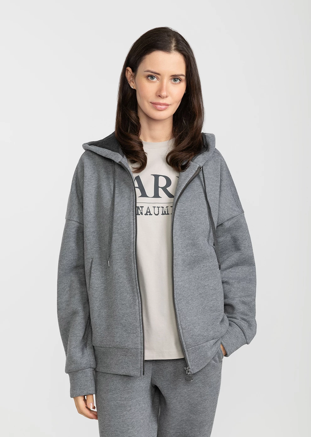 Утепленное oversize худи на молнии (7224SW-5044-A202)