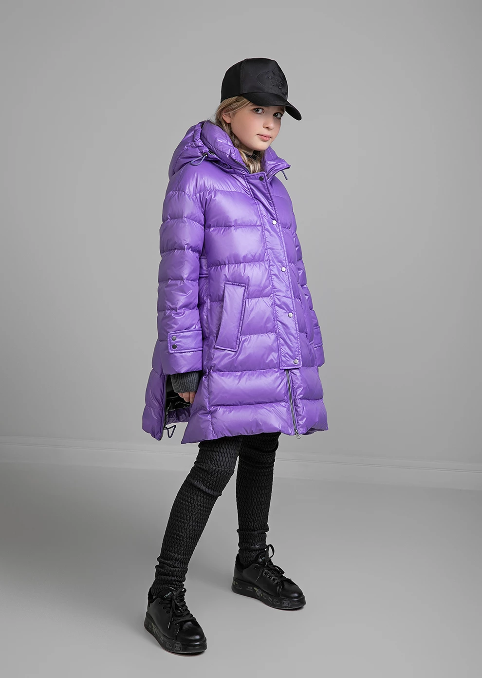 Пуховик с капюшоном для девочек (1109MP-0022-MO077)