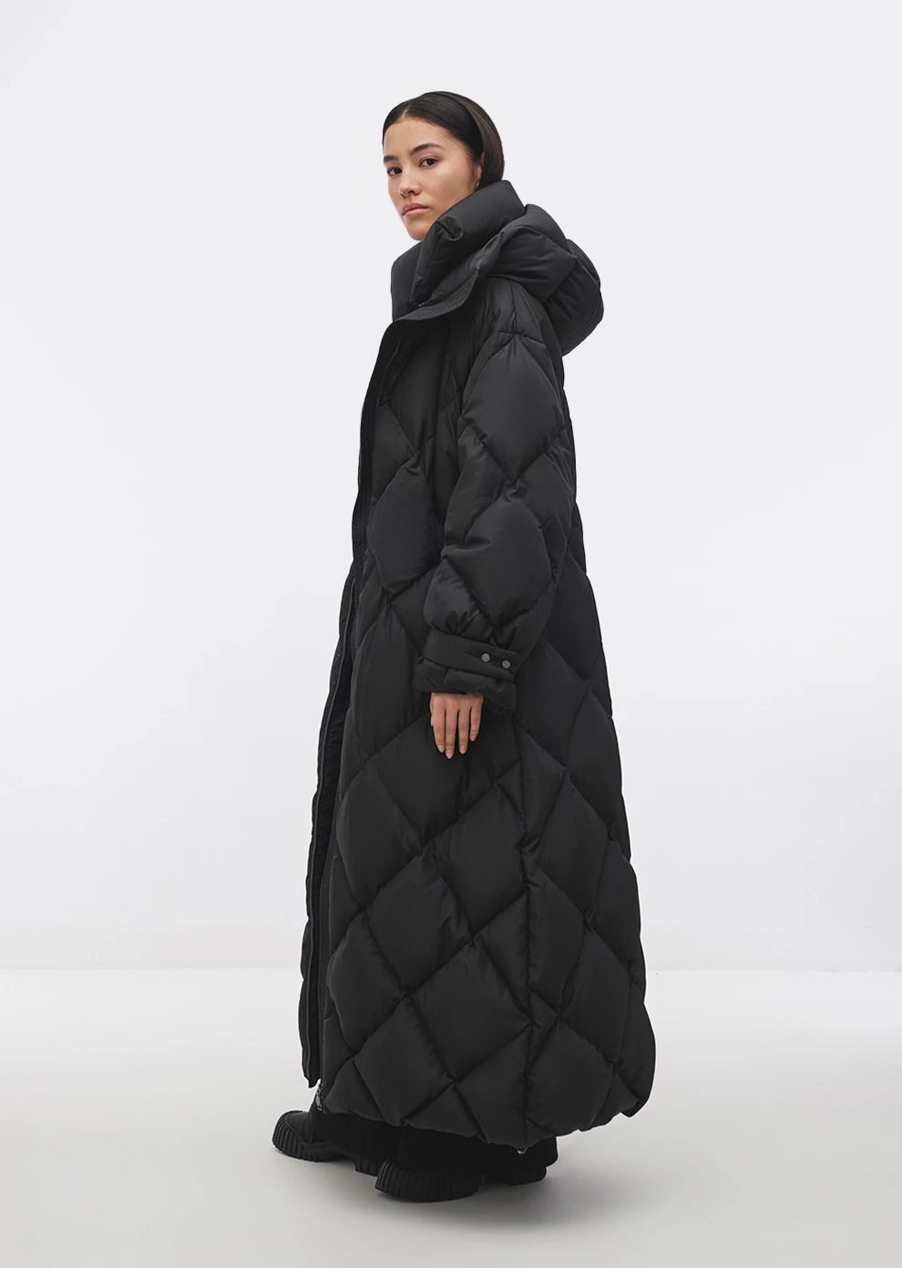 Длинное пуховое пальто с поясом (1212SW-1029-A101)