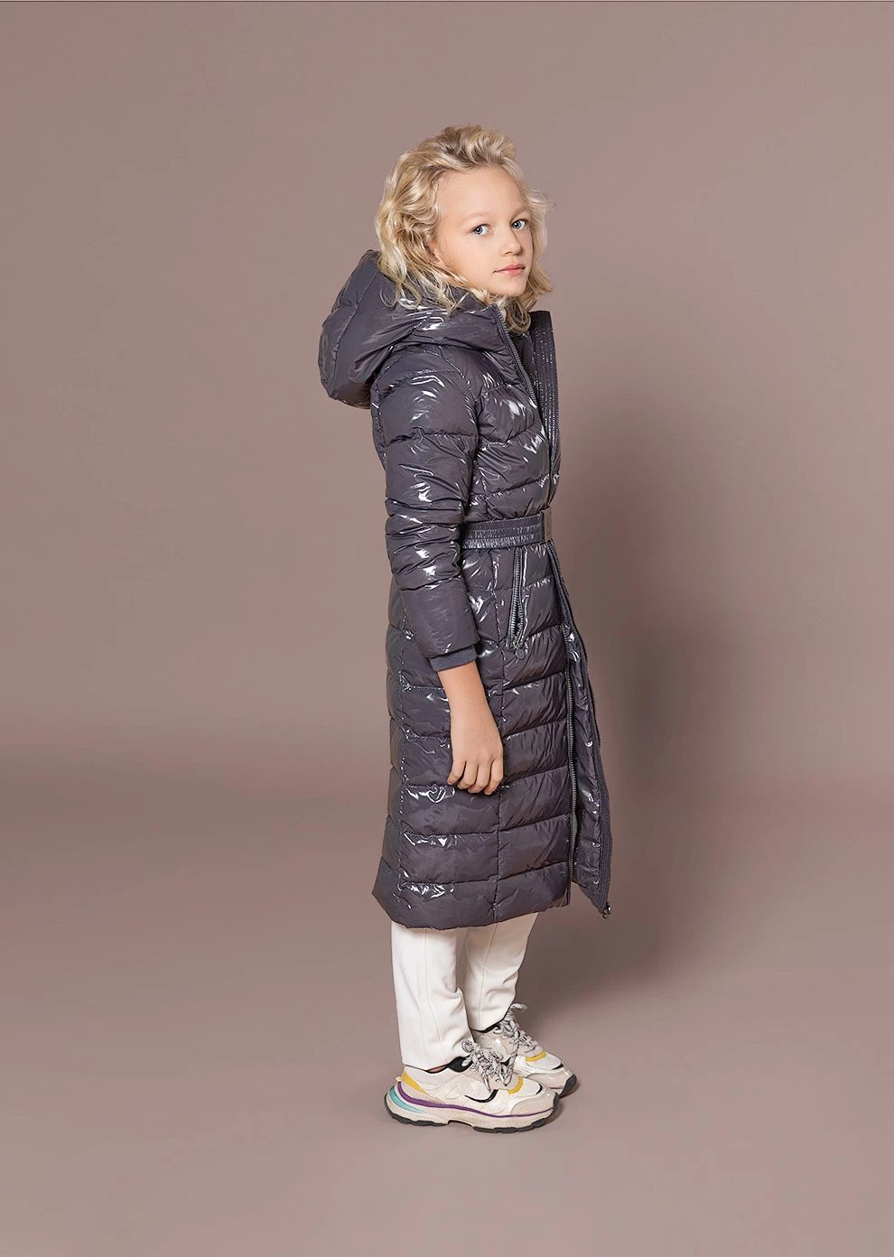 Детский длинный пуховик с капюшоном (19W208-0023-IQ003)
