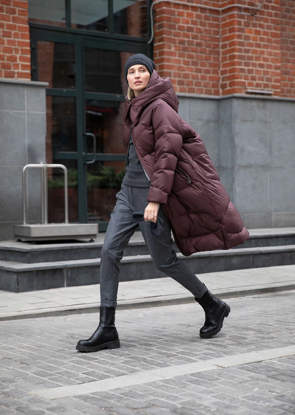 Длинный пуховик с капюшоном (1133OW-0012-OK097)