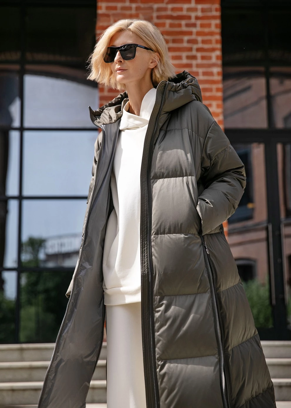 Длинный пуховик с капюшоном (1116OW-0012-OM014)