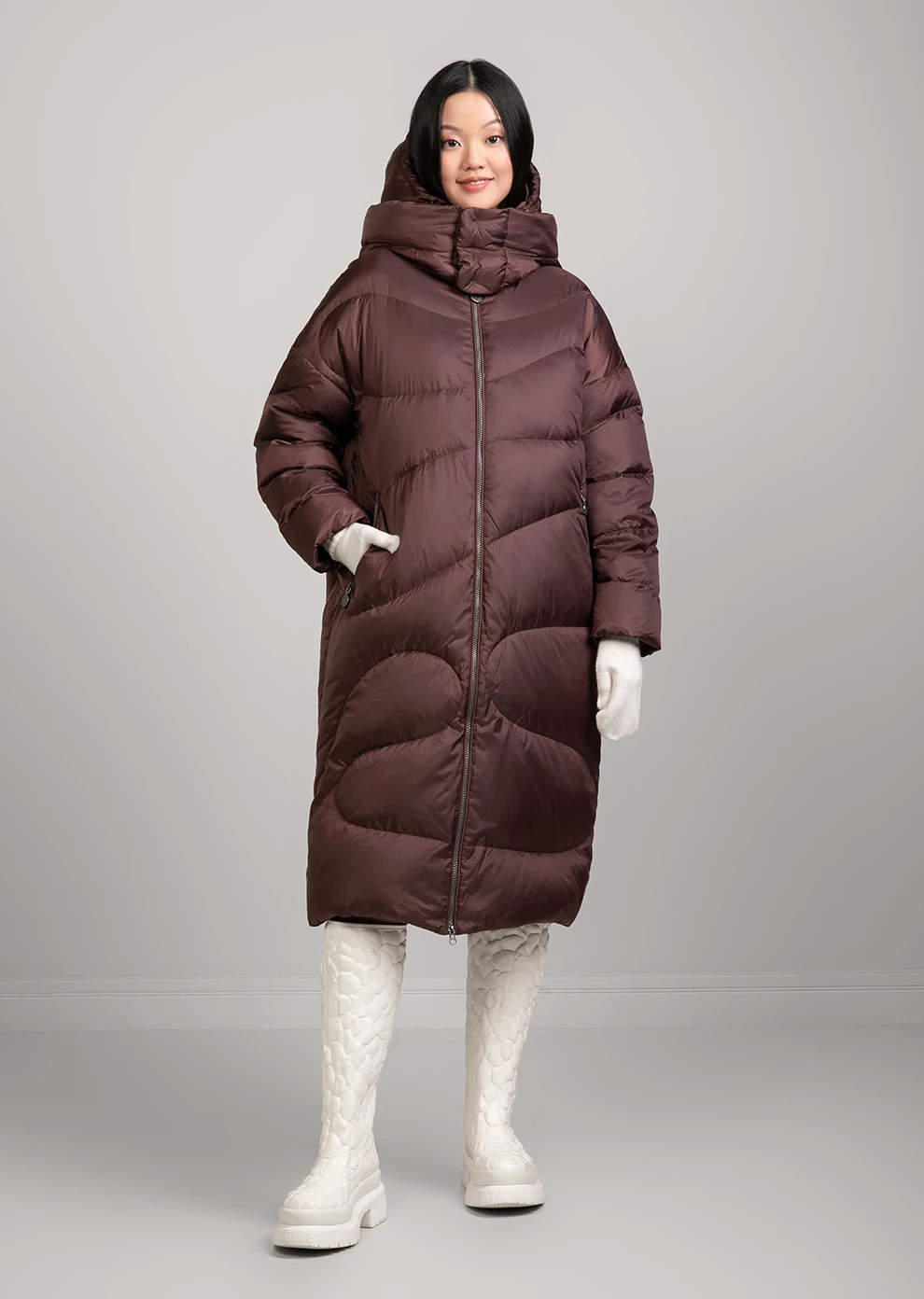 Длинный пуховик с капюшоном (1133OW-0012-OK097)