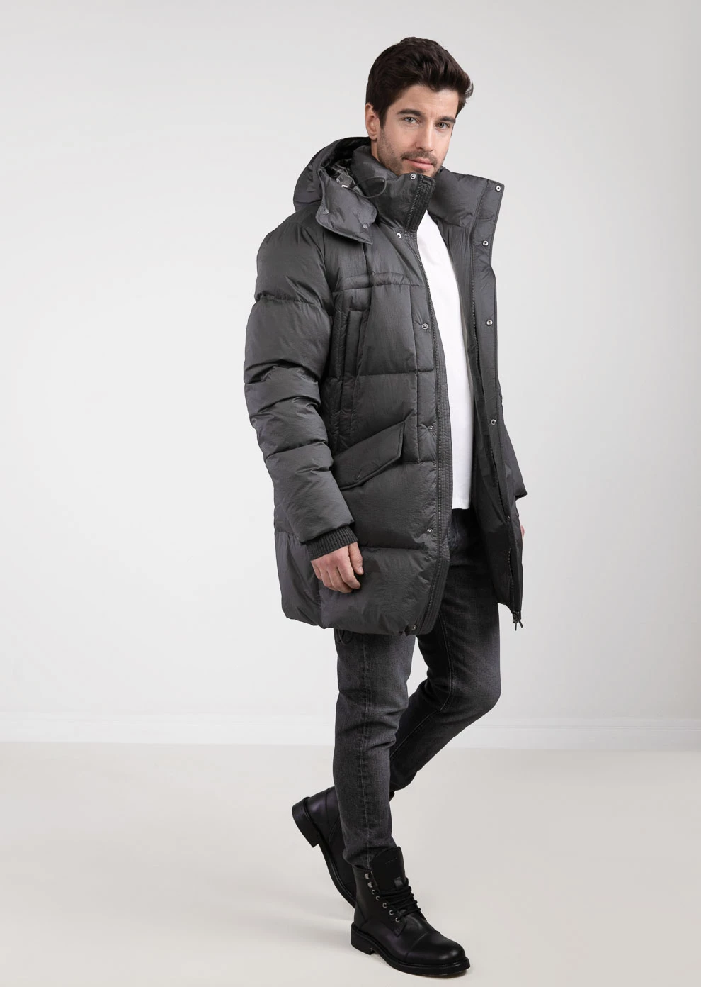 Мужской пуховик с капюшоном (8102OM-0058-OC026)