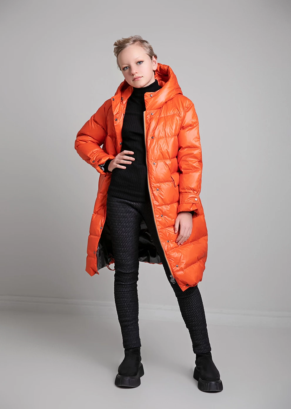 Длинный пуховик с капюшоном (1152MP-0022-MO167)