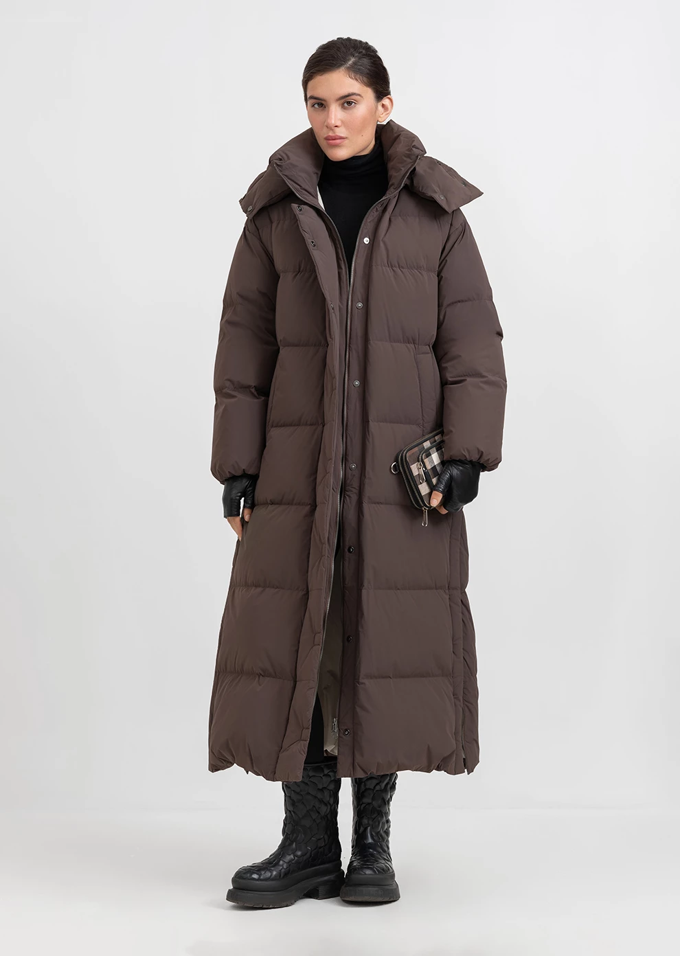 Длинный пуховик с капюшоном (1297SW-1005-A504)