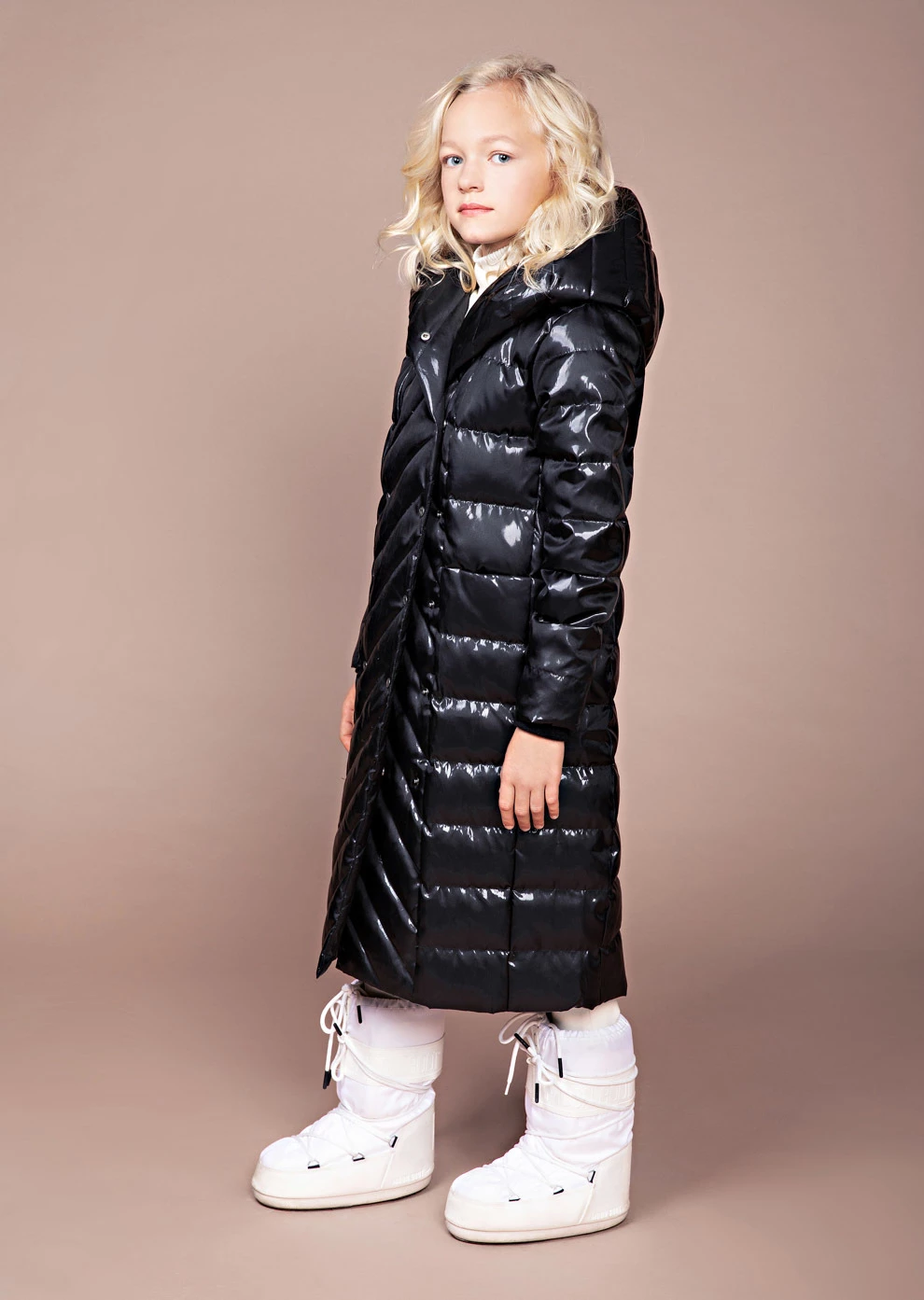 Детский длинный пуховик с капюшоном (19W218-0043-IZ050)