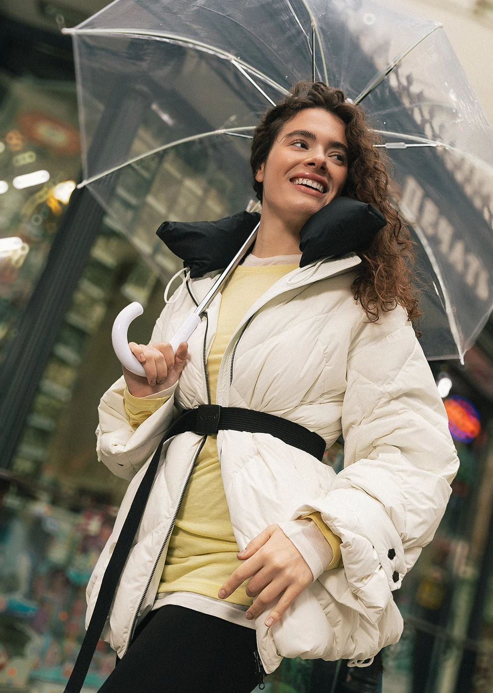 Пуховое полупальто с поясом (1213SW-1005-A001)