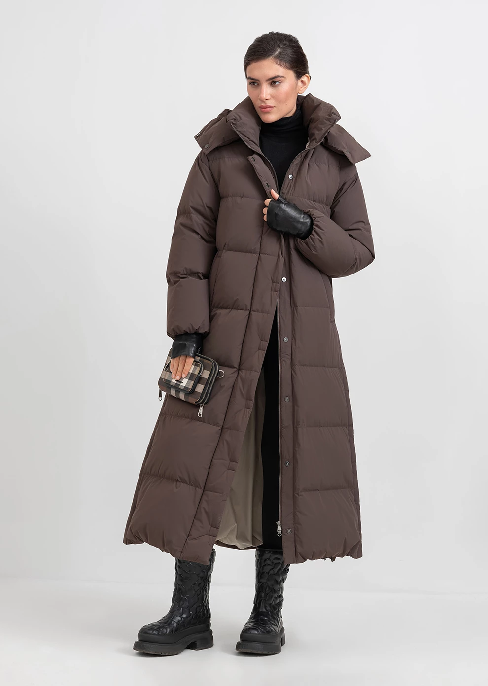 Длинный пуховик с капюшоном (1297SW-1005-A504)