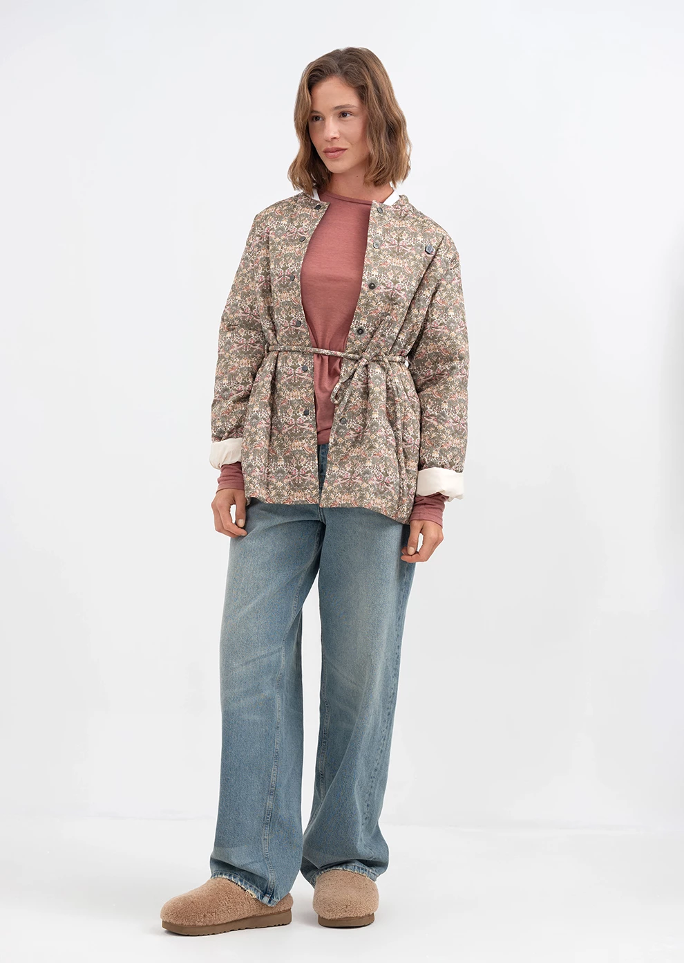 Утепленный пиджак с поясом (1186TW-2017-F607)