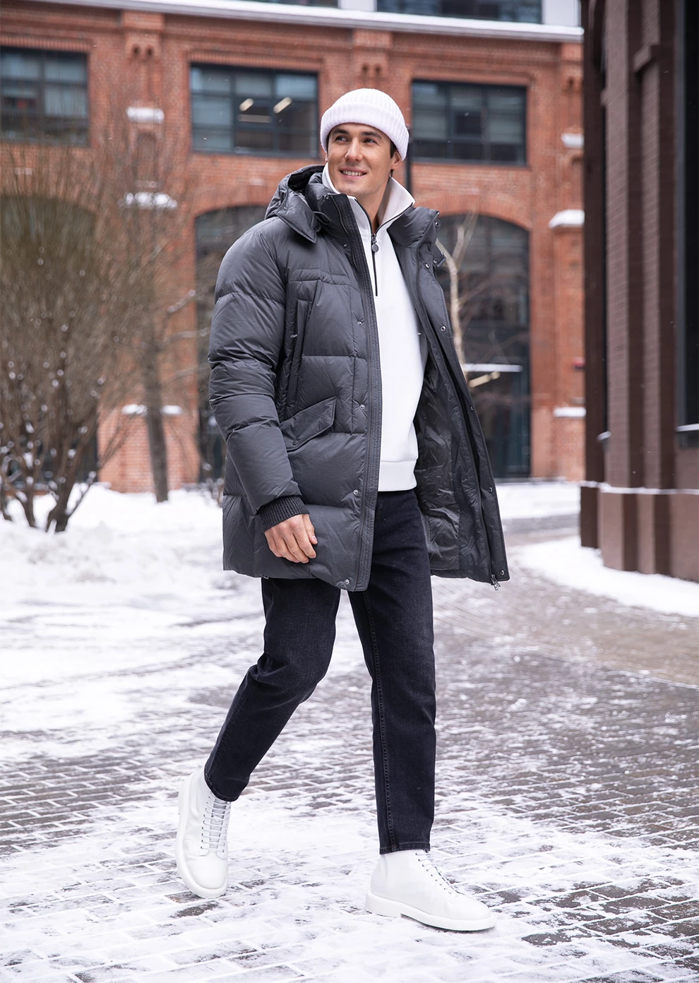 Мужской пуховик с капюшоном (8102OM-0058-OC026)