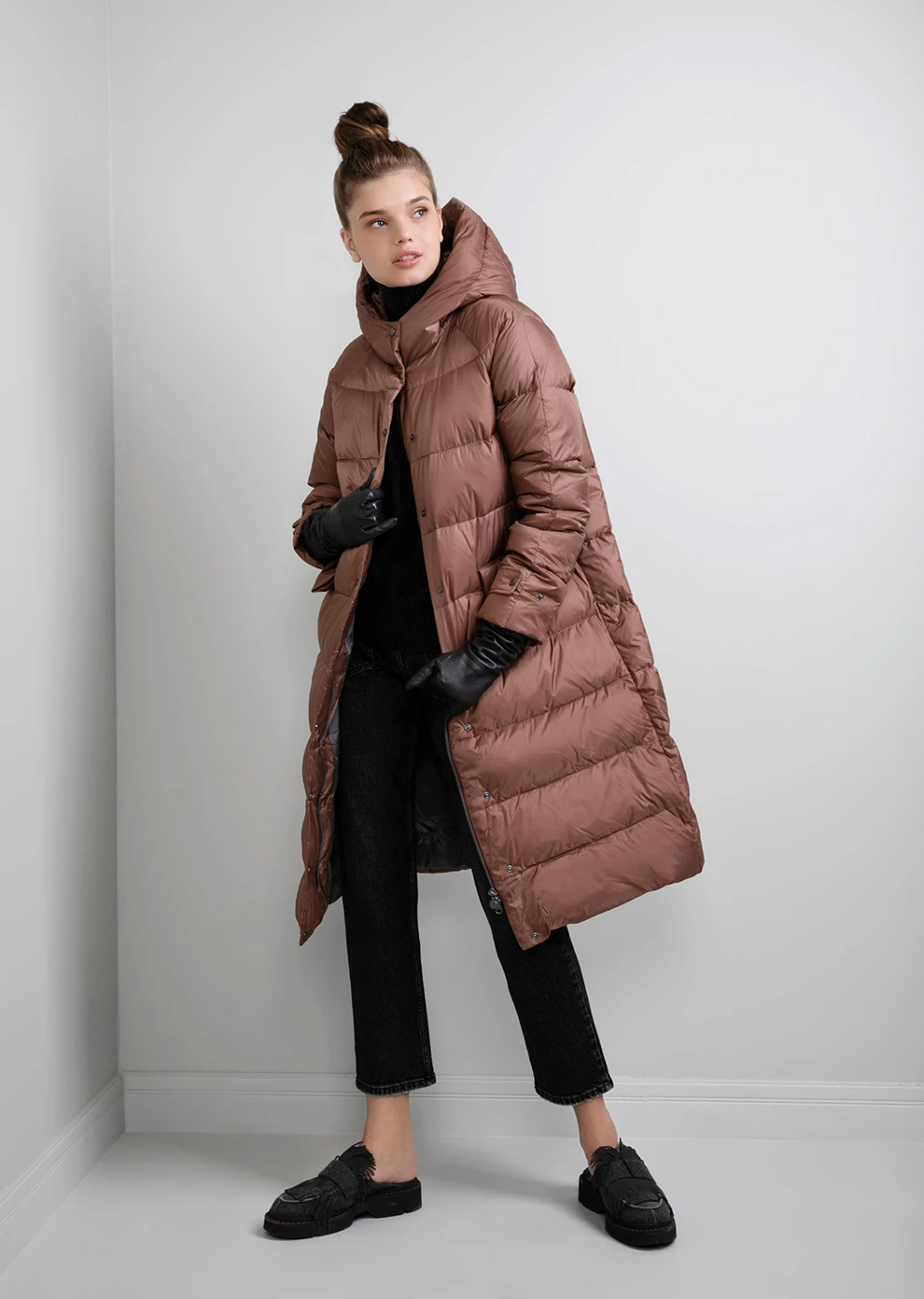 Длинный пуховик с капюшоном (1152MW-0012-MK044)