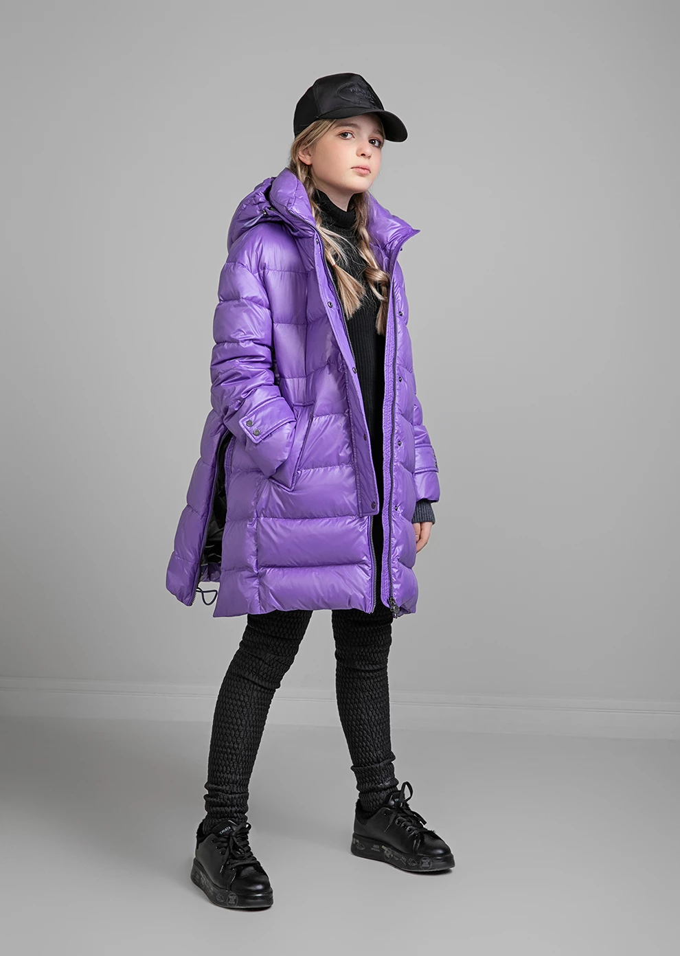 Пуховик с капюшоном для девочек (1109MP-0022-MO077)