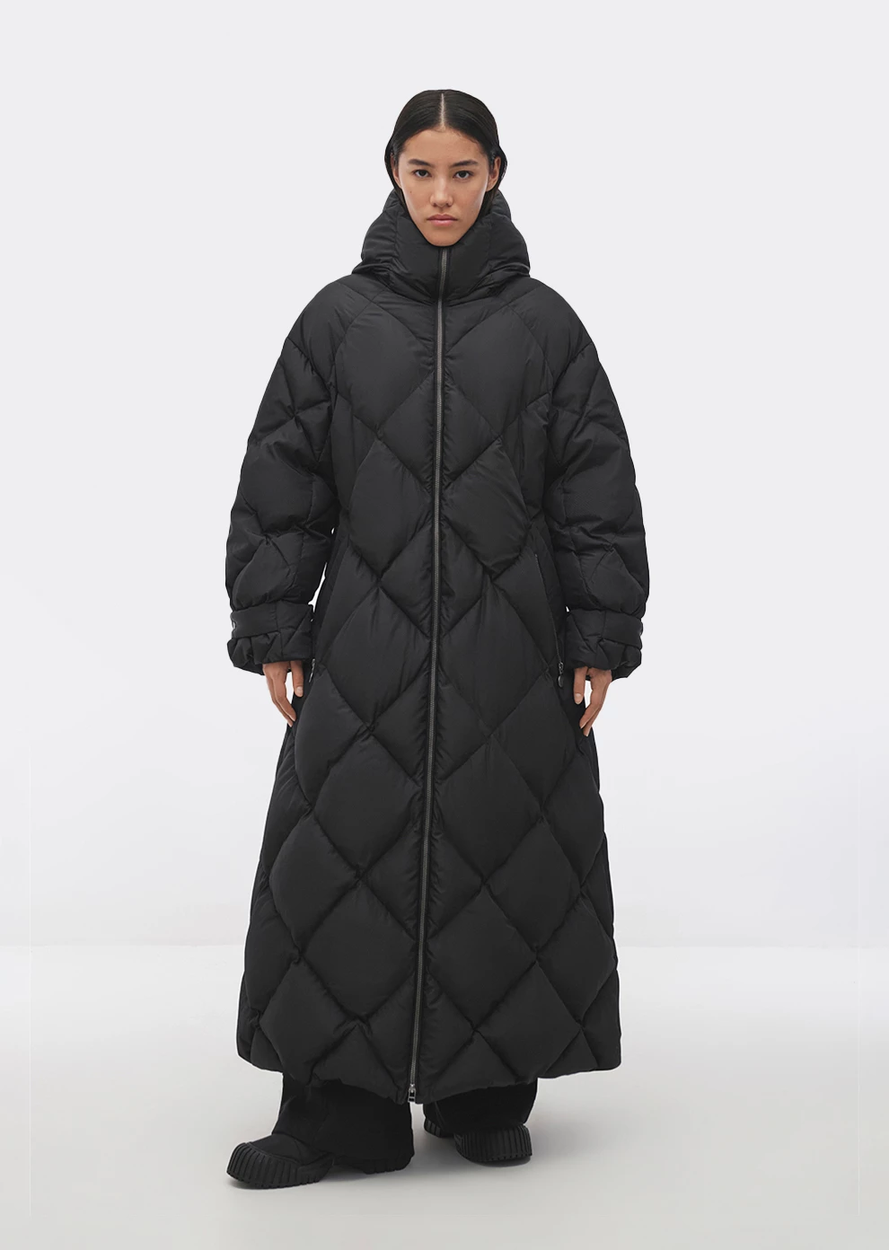 Длинное пуховое пальто с поясом (1212SW-1029-A101)