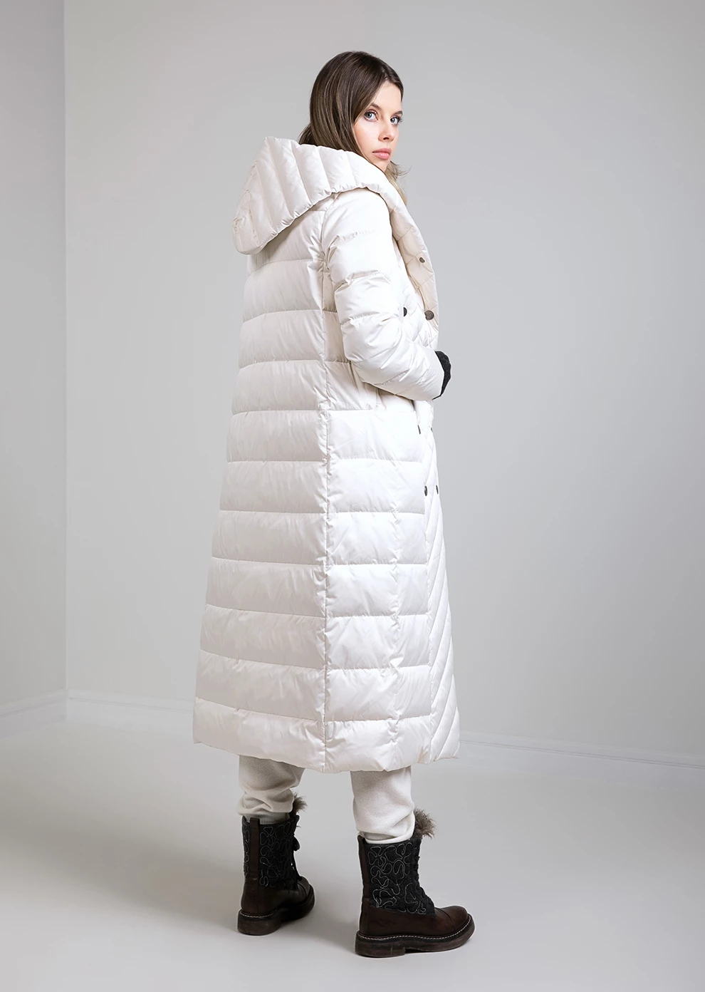 Длинный пуховик с капюшоном (1118KW-0012-KM001)