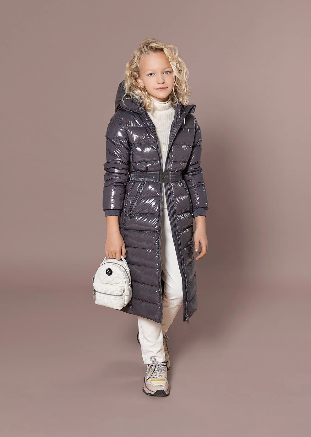 Детский длинный пуховик с капюшоном (19W208-0023-IQ003)