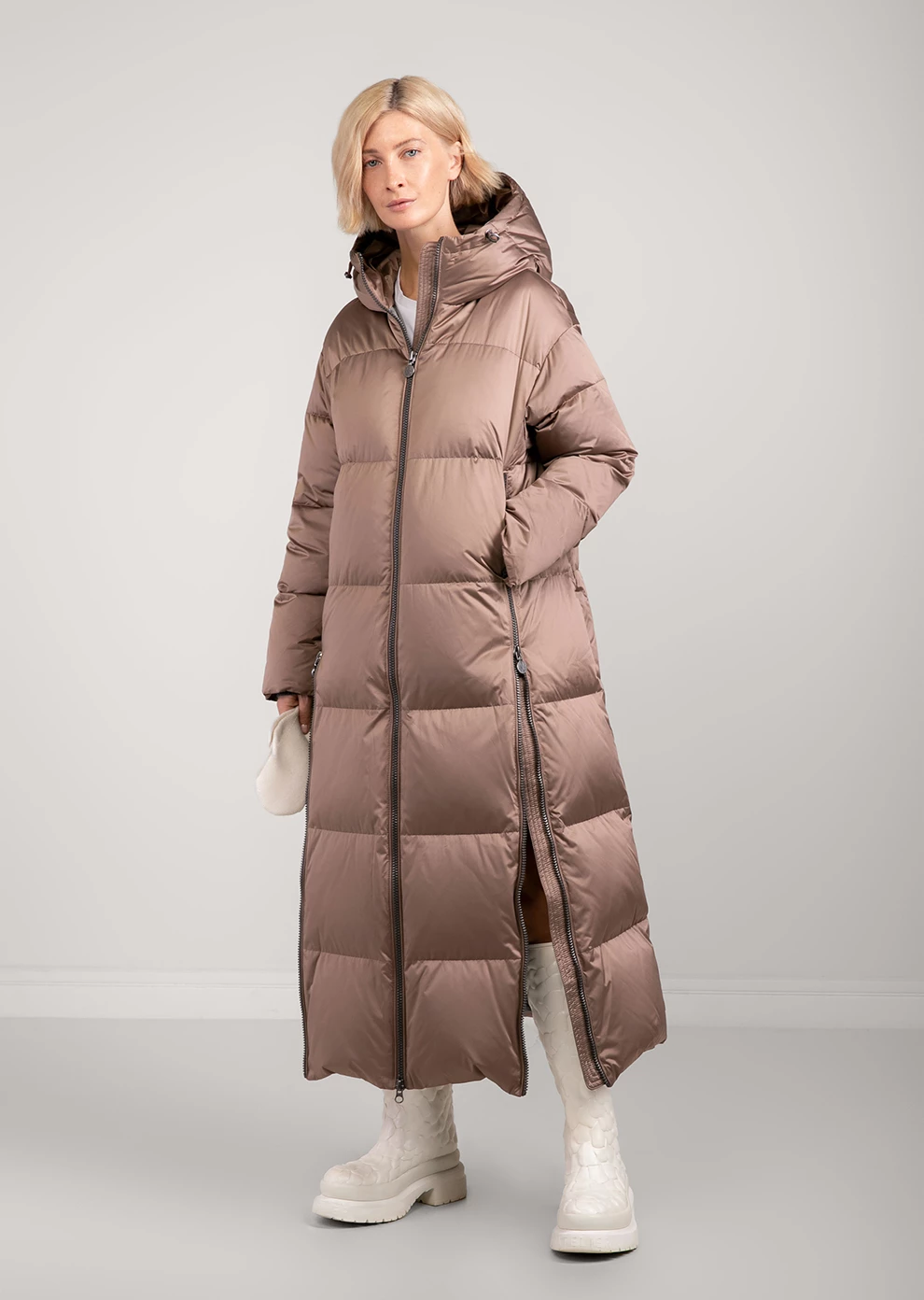 Длинный пуховик с капюшоном (1116OW-0012-OM044)